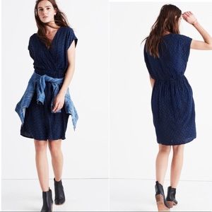 Blue printed Madewell faux wrap dress